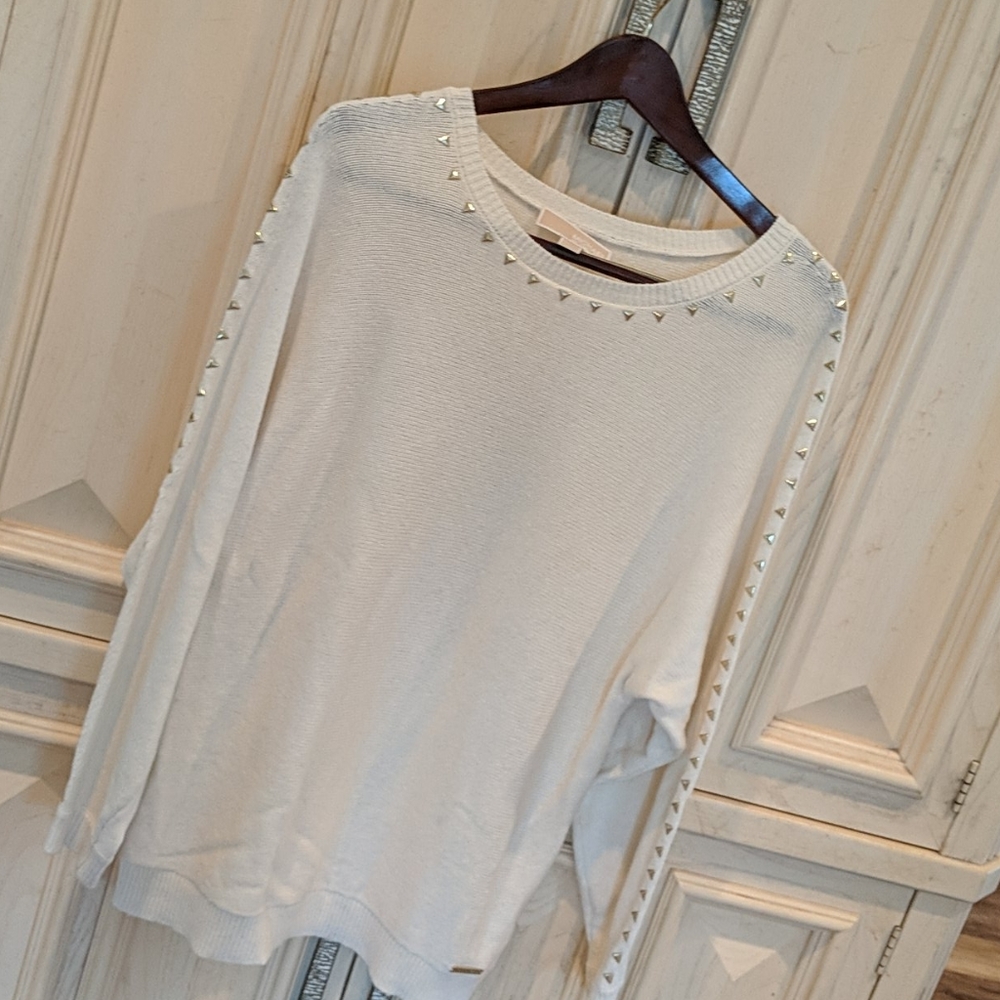 Michael Kors Ivory Gold Studded Sweater